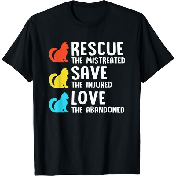 Cat Rescue Animal Welfare Adopt Rescue Pet Funny Creative Graphic T-Shirt