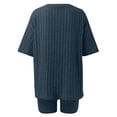 thumbnail image 7 of Short Sets for Women Ribbed Knit Loose Fit Short Sleeve Crewneck T Shirt and Shorts 2 Piece Matching Set Womens Lounge Set, 7 of 7