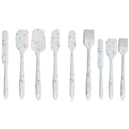 

ROBOT-GXG 9 Pieces Silicone Spatulas Set Oil Brush Cream Cake Scrapers Kitchen Baking Utensils for Cooking Mixing Colorful Kit