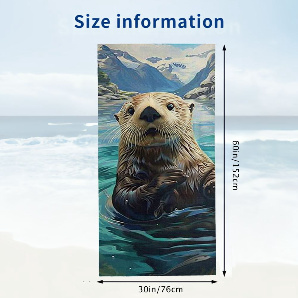 PHYHOO  Cute Otter Water Beach Towel, Absorbent Quick Dry Swimming Yoga Beach Towels,Sand Free Microfiber Beach Towel 30x60in