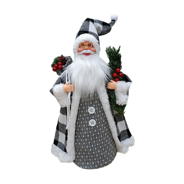 Papá Noel de pie, regalos decorativos para fiestas, esculturas, estatuas de muñecas para tienda, ventana, mesa de centro, sala de estar, inauguración Gris perfecl Figuritas de Papá Noel
