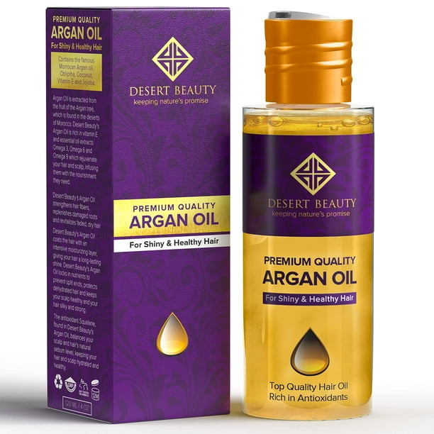 Desert Beauty Aceite de argán 4 oz Tratamiento de aceite para el cabello para cabello seco dañado Acondicionador sin enjuague Hidratante Fortalece Natural Libre de crueldad