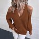 thumbnail image 4 of Pntutb moda mujer invierno sólido manga larga botón cuello pico Casual suéter tops Pntutb Pntutb-2052, 4 of 6