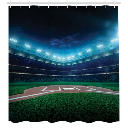 Baseball Shower Curtain Professional Baseball Field At Night
