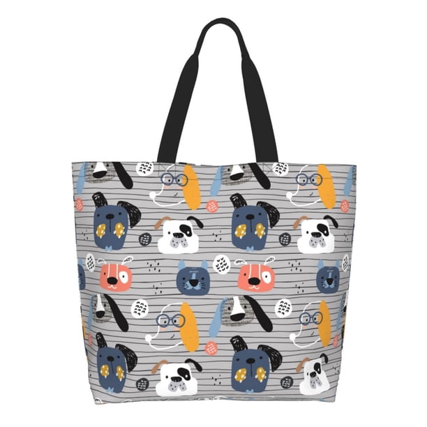 Balery Dog Bolsa Tote Estilo Estético con Cremalleras, Bolsa de Hombro, Bolsa de Compras Grande y Plegable