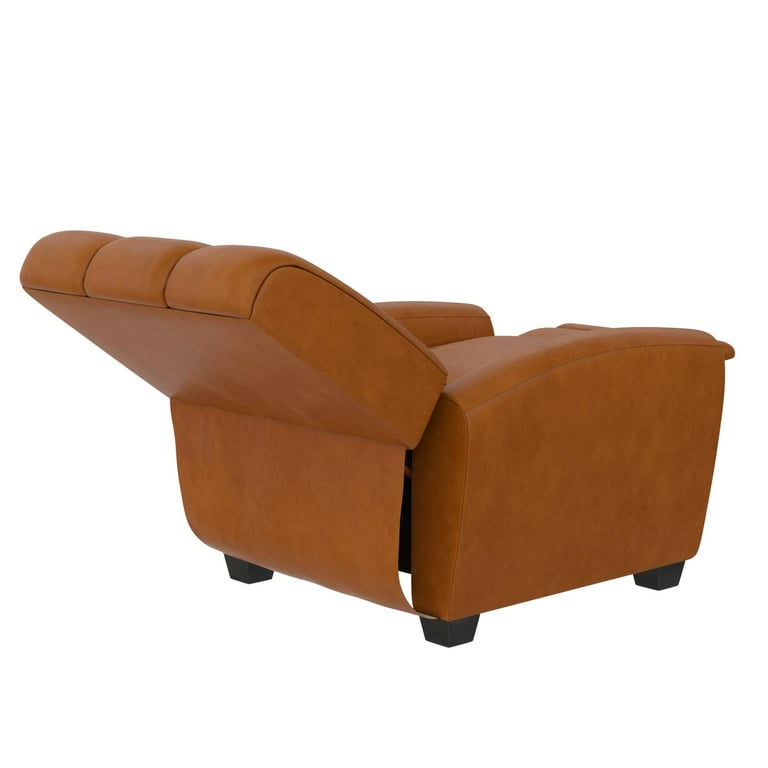Better Homes Gardens Vertical Channel Pushback Recliner Chair Camel Faux Leather Walmart