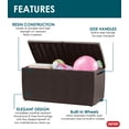 thumbnail image 4 of Keter Capri 80 Gallon Durable Weatherproof Resin Deck Box Organization and Storage for Outdoor Patio and Lawn, Rattan Espresso Brown, 4 of 8