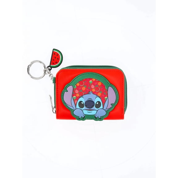 Disney Lilo & Stitch Women's Tropical Wallet with Watermelon Charm Keychain, Orange