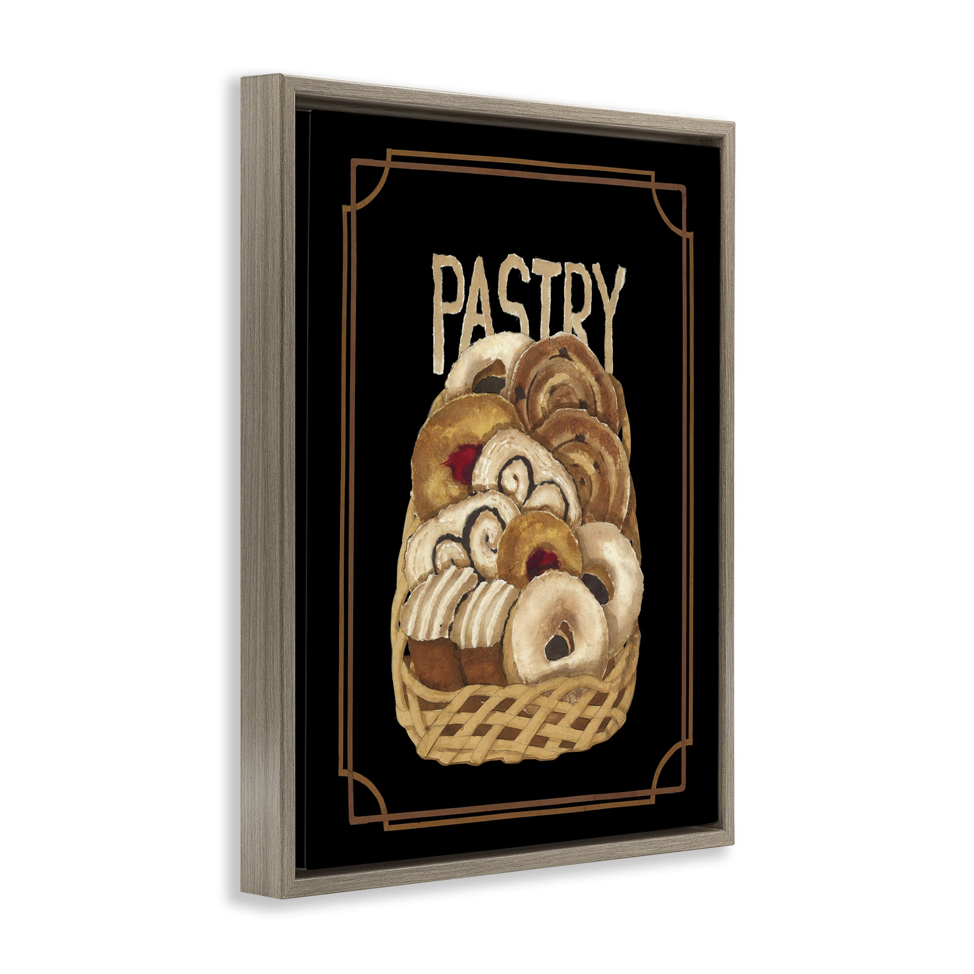 Stupell Industries Traditional Pasty Basket Food & Beverage Painting Brown Floater Framed Art Print Wall Art, 17 x 21