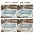 thumbnail image 7 of ODIKA 9'x12' Teal Cream Floral Medallion Design Washable Area Rug Elegant Geometric Border with Vintage Charm Non-Shedding, Easy Care for Master Suite, California King, Under Bed, 7 of 7