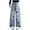 Blue, variant on ZACPNCV Girls Jeans Baggy Wide Leg Ripped Denim Pants Heart & Flower Print High Elastic Waisted Skater Jeans Blue 14-15 Years