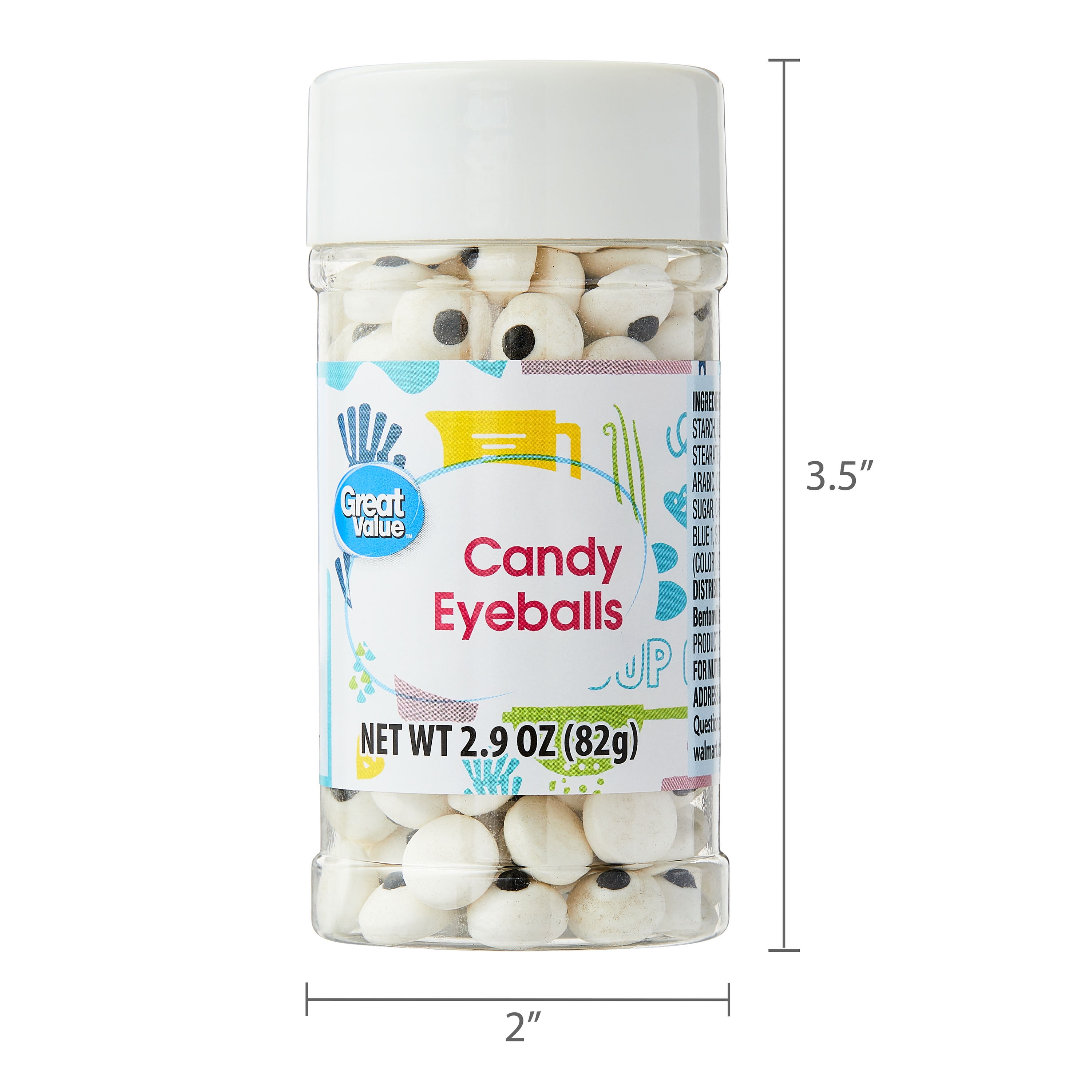 Great Value Black and White Candy Eyeballs Cake Decoration, 2.9 oz