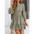 thumbnail image 3 of Asyoly Women's Autumn Tunic Dress Elegant Long Lantern Sleeve Ruffle Neck Flowy Swing Dresses, 3 of 6