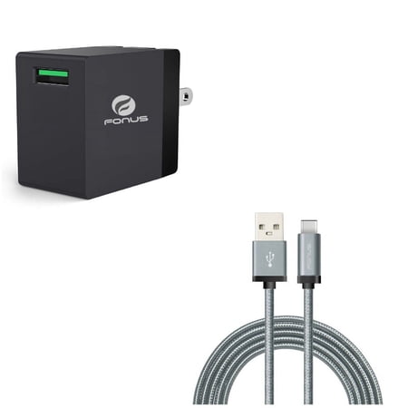 USB 18W Fast Home Charger w Power Cord Type-C 6ft USB Cable L8G for Alcatel 3V (2019) - ASUS ROG Phone 2 - BLU G9 Pro - BOLD N1 - Coolpad Legacy S - Google Pixel 4 XL - LG G8X ThinQ