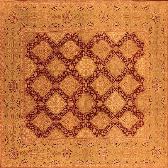 Ahgly Company Indoor Square Oriental Orange Industrial Area Rugs, 5' Square