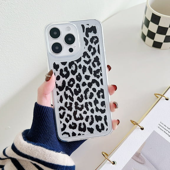 TECH CIRCLE Case For iPhone 13 Pro,Cute Clear Slim Girls Women Shockproof Protective Soft TPU Bumper Transparent Cover Phone Case for Apple iPhone 13 Pro 6.1" 2021,Black Leopard Print