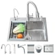thumbnail image 1 of Fregadero De Cocina, Fregadero De Barra Acero Inoxidable 55 * 45 * 21cm, Fregaderos De Cocina Sobreponer con Dispensador de Jabón para Baño, Cocina, Bar, 1 of 8