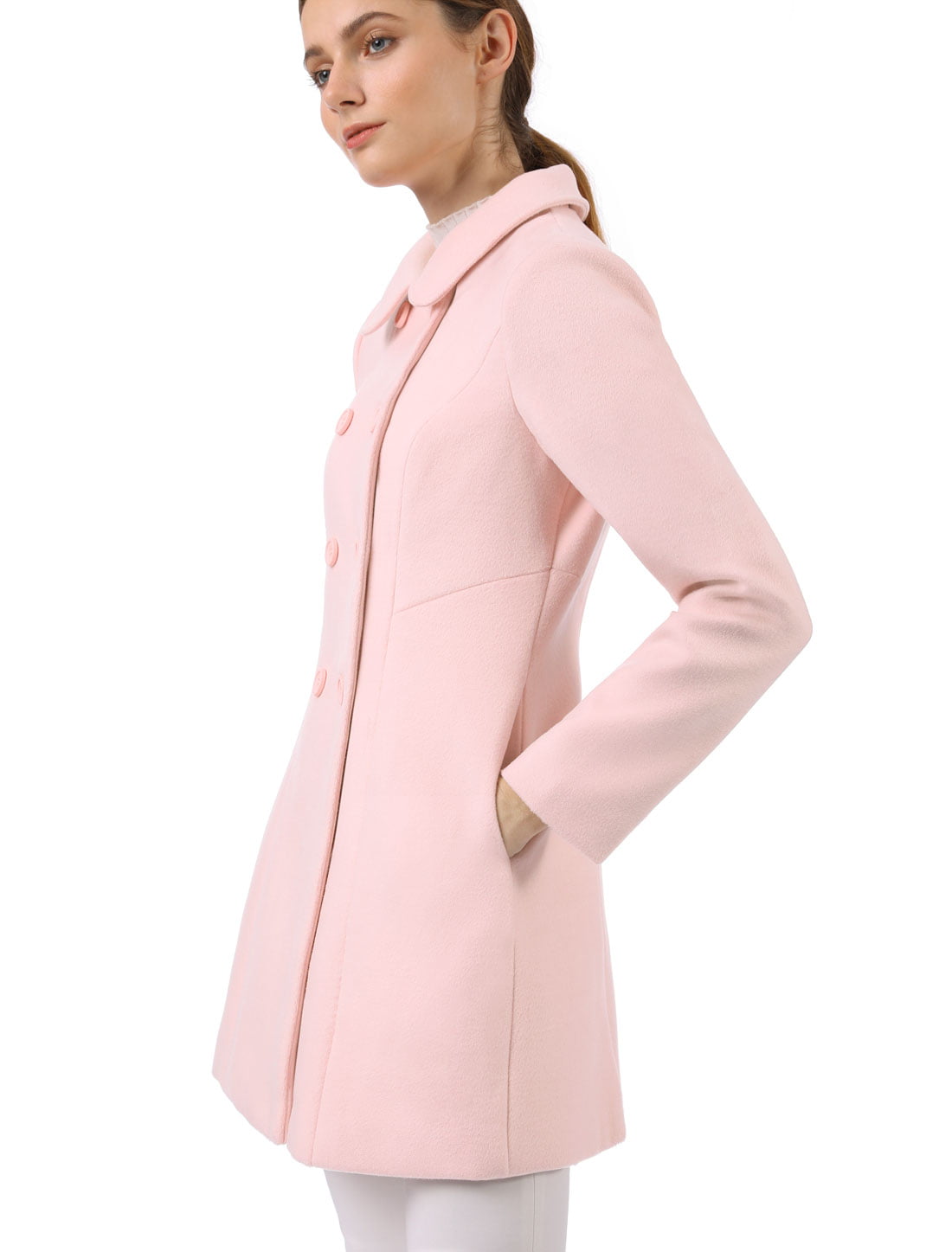 Allegra K Womens Peter Pan Collar Single Breasted Overcoat Winter Long Coat