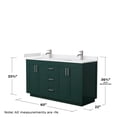 thumbnail image 5 of Wyndham Collection Miranda 60" Wood Double Bathroom Vanity in Nickel/Green, 5 of 6