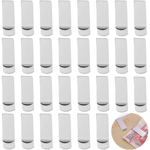 30 pcs Money Clip, Stainless Steel Wallet Credit Card Holder Cash Clip for Men Women, Business Card Holder Pocket for Front Pocket Minimalist Wallet Clip - Silver