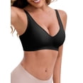 thumbnail image 4 of INSPIRE CHIC Women's Deep V-Neck Wireless Everyday Bras Adjustable Spaghetti Straps Push-Up Seamless Soft Lingerie M Black, 4 of 4