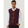 thumbnail image 3 of Unique Bargains Chandail Sans Manches à Col Argyle Décontracté pour Homme, Coupe Ajustée, Tricot, 3 of 6