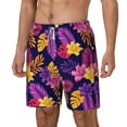 thumbnail image 2 of Uemuo Purple Flower Pattern Mens Swim Trunks Quick Dry Board Shorts with Mesh Lining, Stretch Beach Shorts Quick Dry No-Chafing Board Shorts-X-Large, 2 of 9