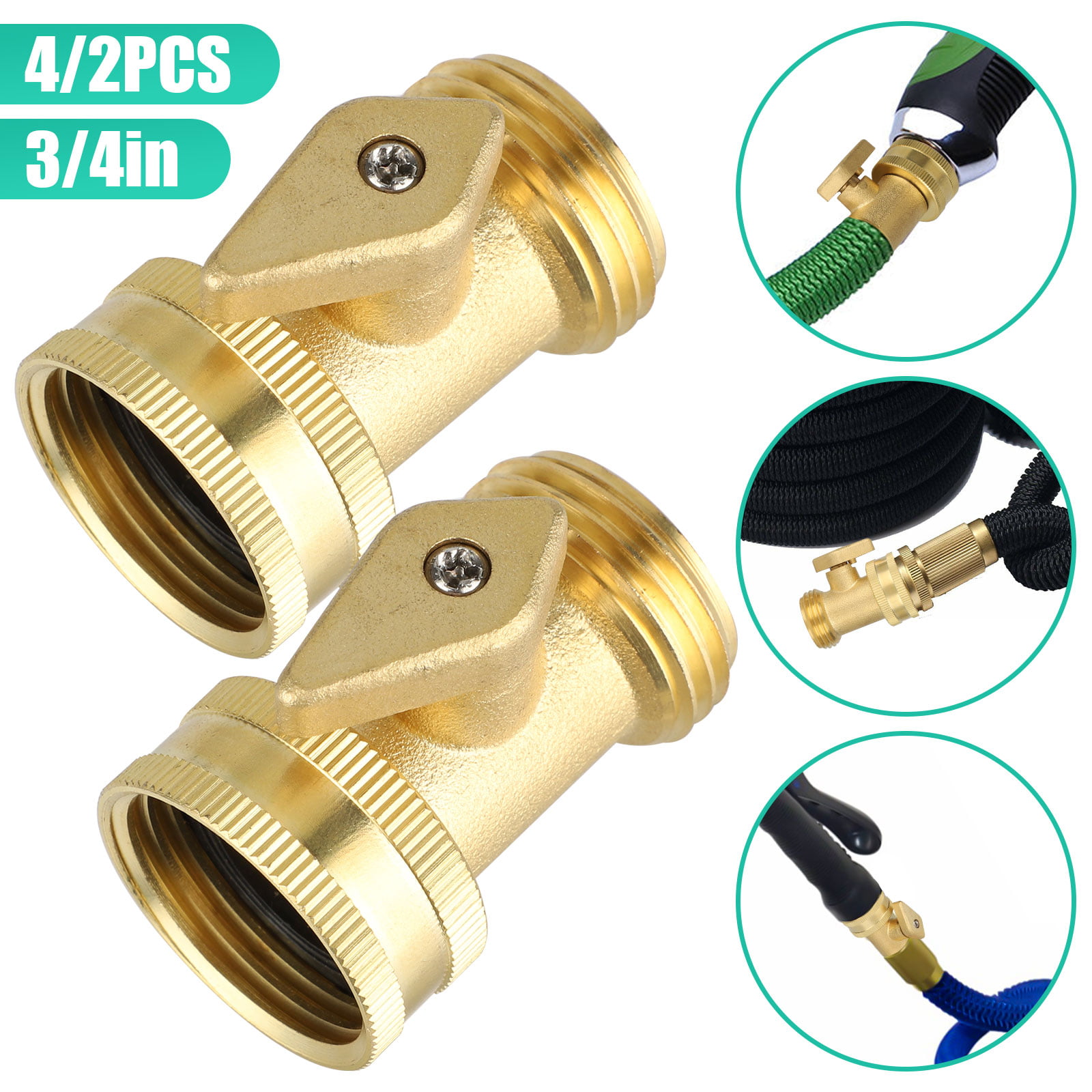 2PCS 3/4'' Brass Garden Hose Shut Off Valve Water Pipe Faucet Connector Handy 