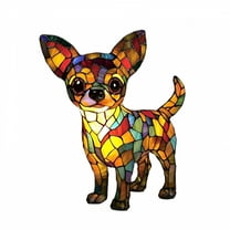LAMIRO Chihuahua Lamp, Retro Dogs Stained Resin Tabletop Night Light, Dog Series Art Night Light, Dog Lamp Stained Glass, 3D Cute Pet Led Table Lamps, Gift for Lovers (5.9Inches)