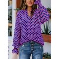 thumbnail image 4 of Womens V Neck Floral Long Sleeve Tops Summer Casual Loose Puff Sleeve Chiffon Boho Work Blouse Dressy T Shirts Purple L, 4 of 6