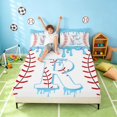 thumbnail image 3 of Manfei Kawaii Baseball King Sheets, Sport Letter RBedding, Light Blue R 4-Piece(1 Flat Sheet, 1 Fitted Sheet and 2 Pillowcases), 3 of 6