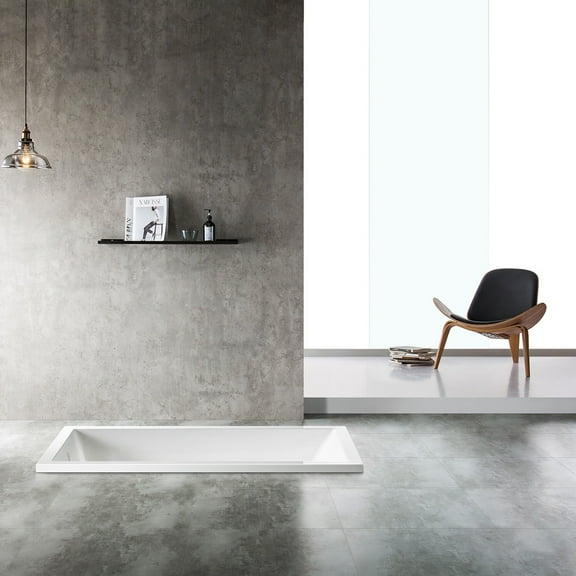 Eviva Teddy Drop-in Acrylic Bathtub 59" x 31.5" White (No Drain)