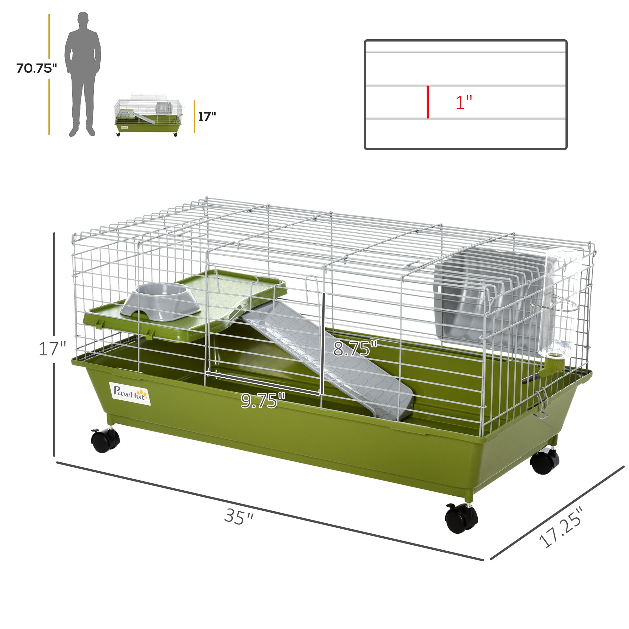 Pawhut Small Animal Cage with Platform, 35"