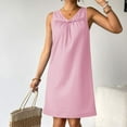 thumbnail image 6 of Arnsht Women Cotton Nightgowns Solid Color Sleeveless Sleep Shirts Lace Loose Soft Comfortable Breathable Sleep Dress Pink XL, 6 of 7