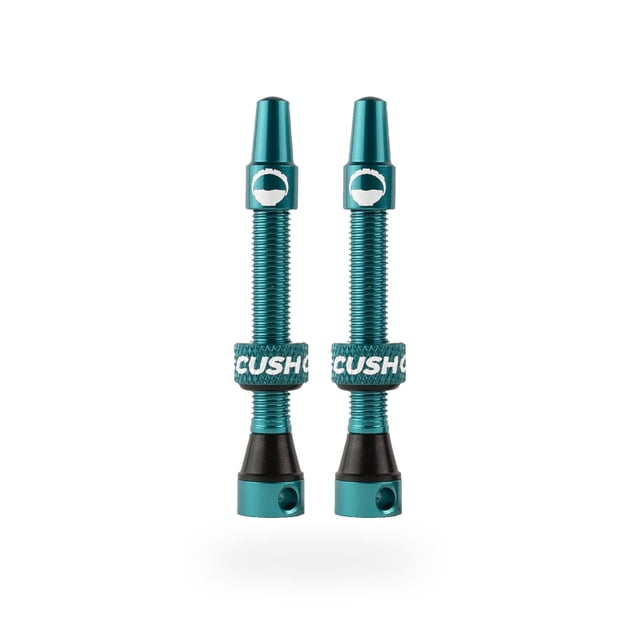 CushCore 44mm Air Valve Set - Premium Set of Alloy Valves, Nitrile Rubber Seal, Valve Core Tool Included, Tubeless Presta Valve, (44mm, 2-Pack, Turquoise)