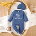 thumbnail image 2 of mgoYE Newborn Baby Boy Girl Clothes Hi I'm New Here Coming Home From Hospital Outfits Gender Neutral One Piece Romper(Blue,3-6 Months), 2 of 9