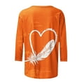 thumbnail image 5 of Dadaria Chemise Orange pour Femmes Manches 3/4 T-Shirt Col Rond Grande Taille Chandail d'Été m, 5 of 5