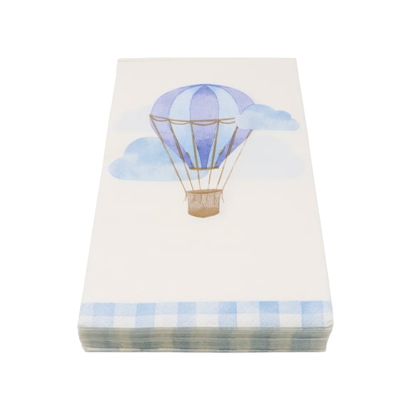 Celebrate It Guest Napkins – Hot Air Balloon Print 3-Ply Disposable Napkins - White/Blue/Gold - 4.2" x 7.6" - 12 Packs (240 Total)