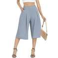thumbnail image 3 of YUEJUIR Womens Capris with Pockets Women's Wide Leg Capri Pants with Pockets Lightweight High Waisted Loose Trouser Womens Capri Pants Athletic Capris for Women Flowy Pants for Women (Gray,S), 3 of 5