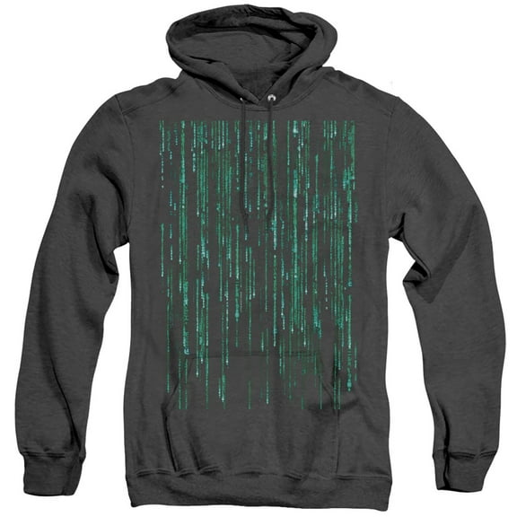 The Matrix Code Logo Unisex Adult Pull-Over Heather Hoodie,Black, Medium