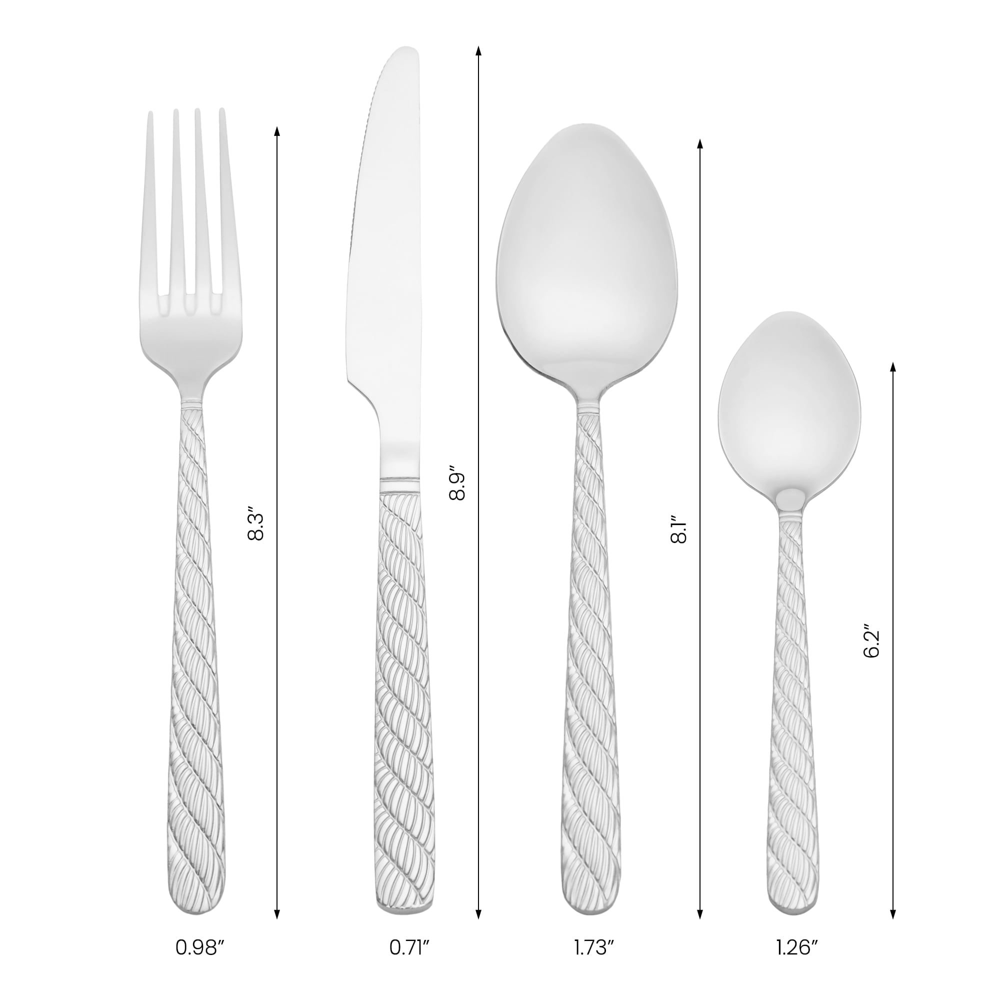 Unique Bargains 4 Piece Stainless Steel Flatware Set with Knife Spoons and Fork Silver 4