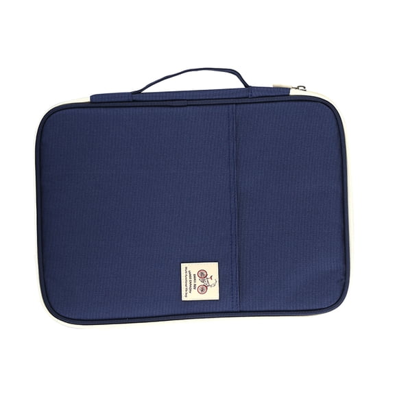 OUNONA Navy Zipper Briefcase A4 Document Organizer Business Storage Bag for Travel and Office Use