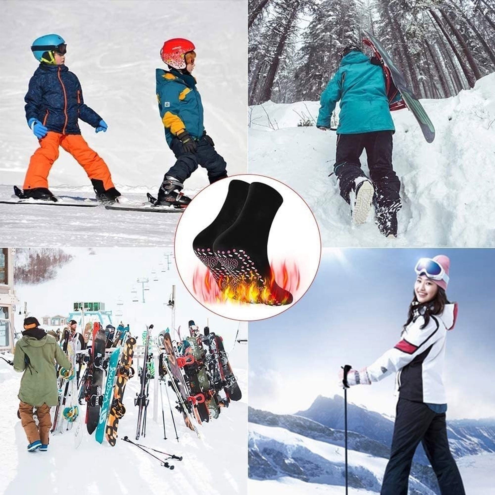 South Moon 1 pair of Self heating Massage Socks Skin friendly Breathable Foot Warmers for Men Women Outdoor Skiing Camping Hiking
