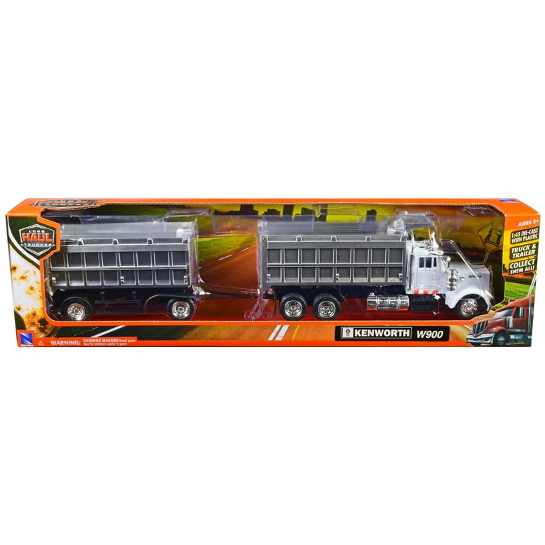 Kenworth W900 Dump Truck with Twin Dump Body White and Kenworth W900 Dump Truck with Twin Dump Body White and