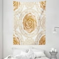 thumbnail image 1 of Floral Tapestry, Rose Florets with Classic Golden Lace Authentic Feminine Retro Oriental Motif, Wall Hanging for Bedroom Living Room Dorm Decor, 60W X 80L Inches, Sand Brown White, by Ambesonne, 1 of 2
