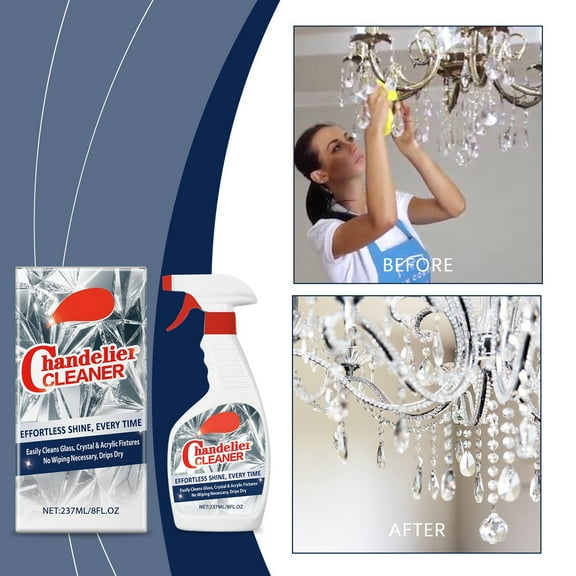 Hanging Light Cleaning Product, Spray Bottle Glass, 8 Fl Oz, Acrylic Chandelier, Grime Lifting, Living Room Fixtures, Clear Shine, 1 Pc