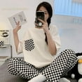 thumbnail image 1 of Conjunto de Pijama de manga corta para Mujer, ropa de dormir de punto a rayas de algodón, elegante, para estar en casa, verano, fresco, 3XL, 1 of 4