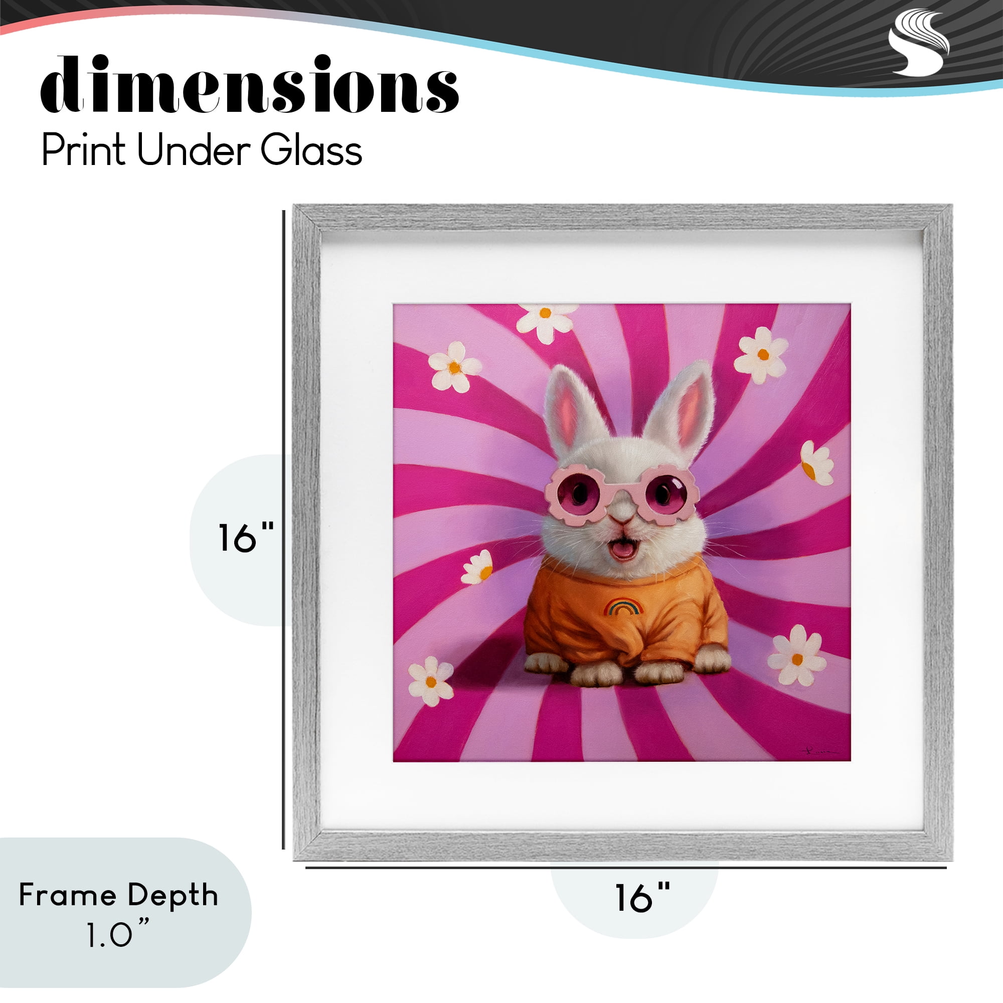 Stupell Industries Good Vibes Only Rabbit Gray Framed Print Under Glass, design by Lucia Heffernan