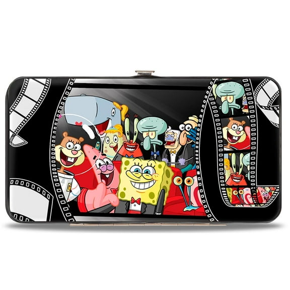 Nickelodeon Wallet, Hinged, Spongebob Group On Red Carpet Film Strip, Vegan Leather