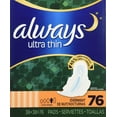 thumbnail image 4 of Always Ultra Thin Overnight Pads With Wings, Unscented, 76 Count, 4 of 5